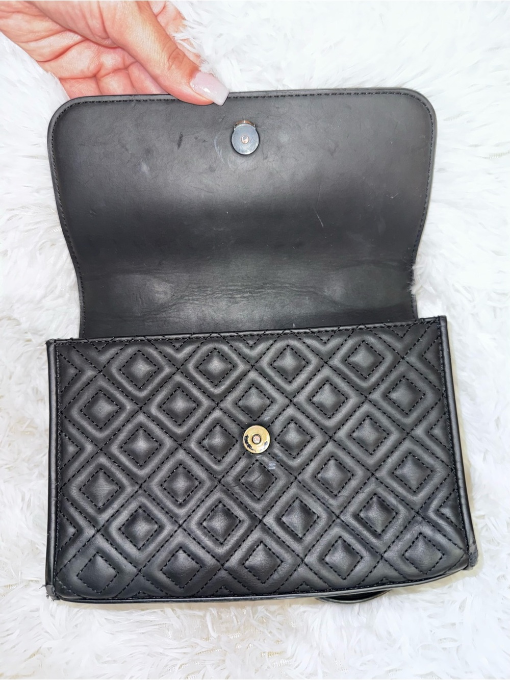 Tory Burch Fleming Black Matte Leather Convertible Shoulder Crossbody Bag - Picture 10 of 15